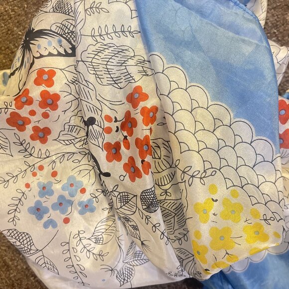 Johnny Was Floral Butterfly Silk Scarf With Tassels Square - Picture 5 of 9